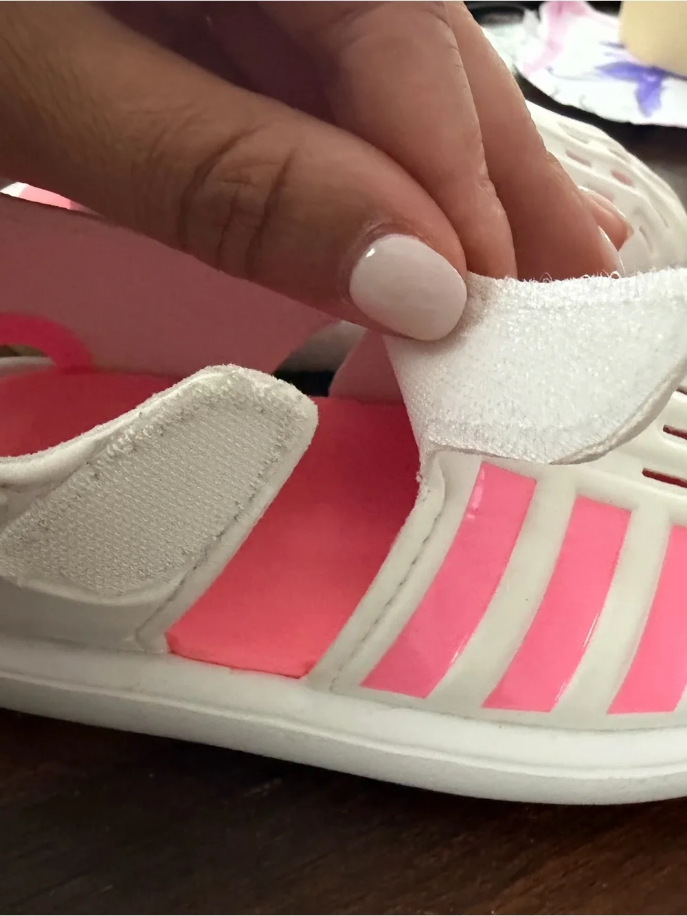 adidas Kids White and Pink Water Sandal